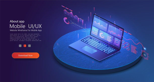 带业务图和分析数据的笔记本电脑在等距笔记本电脑上的应用。利用信息图表分析趋势和财务策略。在线统计和数据分析。向量图片下载