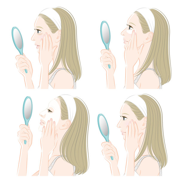 一个女人做皮肤护理的插图图片下载