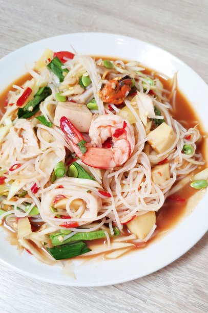 泰式食物-木瓜粉和咸蟹沙拉图片下载