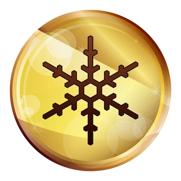 雪花图标抽象棕色圆形按钮图片下载
