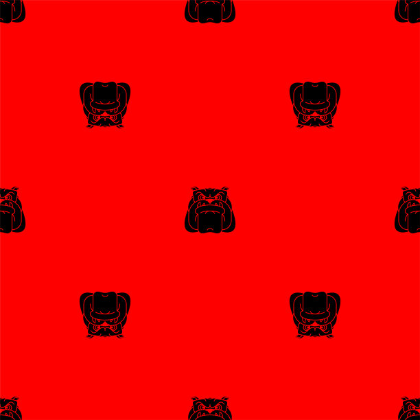 看门狗图案无缝。愤怒的牛头犬头背景。矢量纹理图片下载