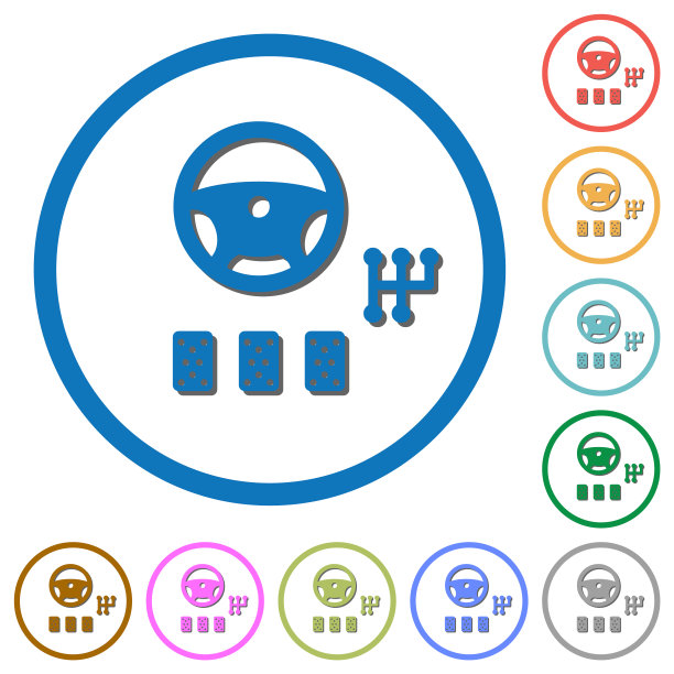 汽车控制图标的阴影和轮廓图片下载