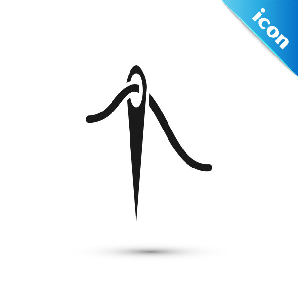 缝纫用的黑针，线的图标孤立在白色背景上。裁缝的象征。纺织品缝工艺标志。刺绣的工具。矢量图图片下载