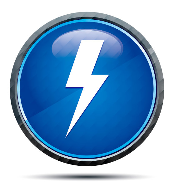 闪电螺栓图标独家蓝色圆形按钮图片下载