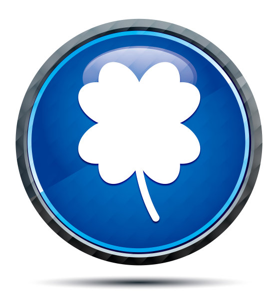 幸运四叶三叶草图标独家蓝色圆形按钮图片下载