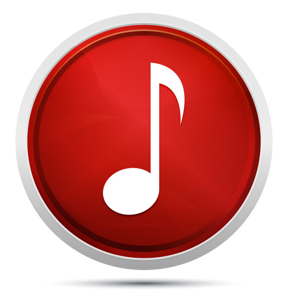 音乐音符图标推广红色圆形按钮图片下载