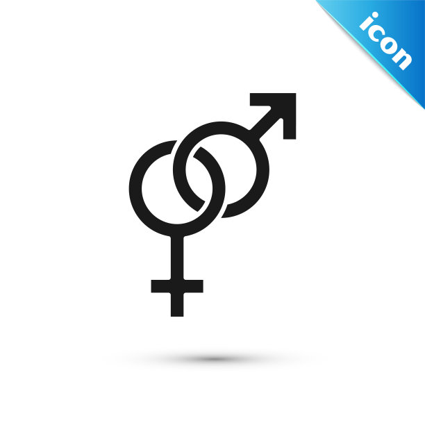 黑人性别图标孤立在白色背景上。男人和女人的象征。性的象征。矢量图图片下载