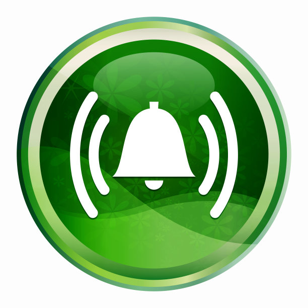 闹钟铃声图标自然绿色圆形按钮图片下载