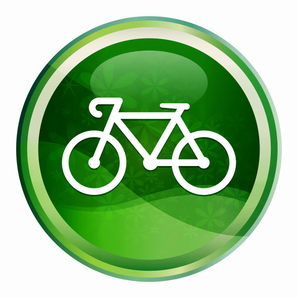 自行车图标自然绿色圆形按钮图片下载