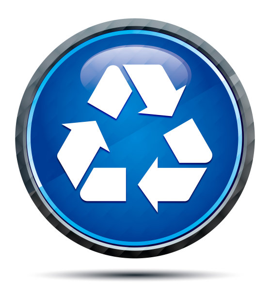 回收符号图标独家蓝色圆形按钮图片下载
