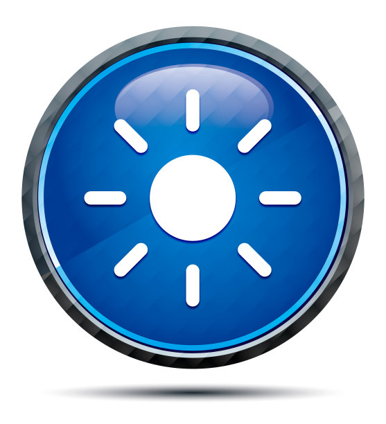 屏幕亮度太阳图标独家蓝色圆形按钮图片下载