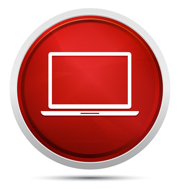 笔记本电脑图标推广红色圆形按钮图片下载