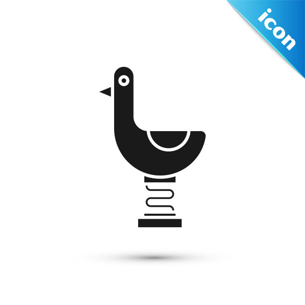 黑色骑马的孩子鸭子图标孤立在白色的背景。矢量图图片下载