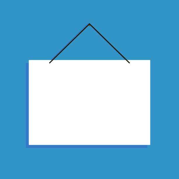 手握空白招牌。平的风格。蓝色背景。图片下载