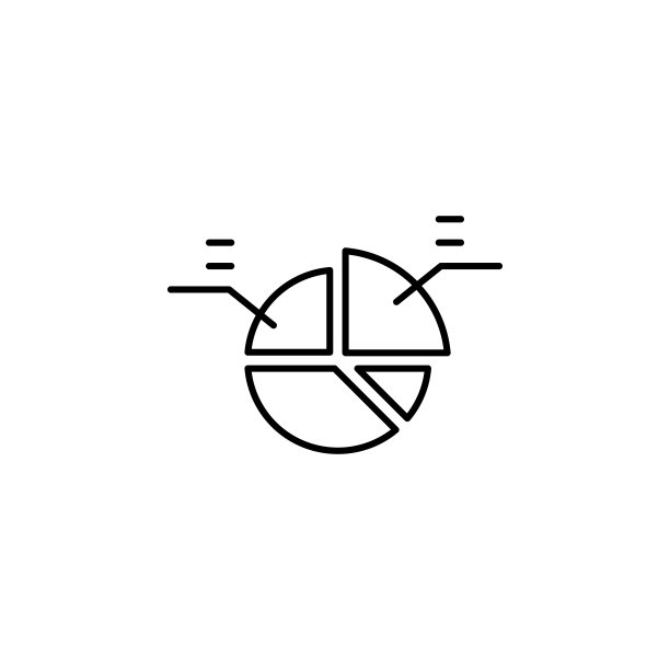 饼状图财务轮廓图标。财务图示图标元素。符号、标志可用于网站、logo、移动应用程序、UI、UX图片下载