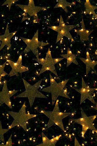 圣诞树与一系列的led灯和室内装饰的家星。图片下载