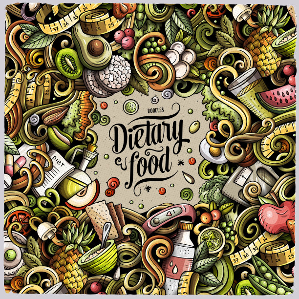 卡通矢量涂鸦减肥食物框架图片下载