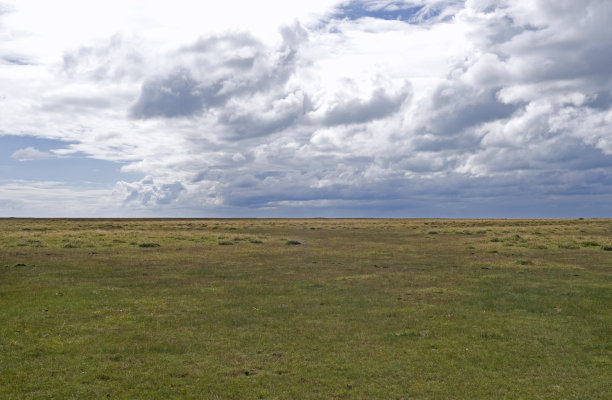 丹麦:令人印象深刻的云景之上，似乎是无尽的盐沼图片下载