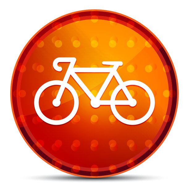 自行车图标夜间橙色圆形按钮图片下载