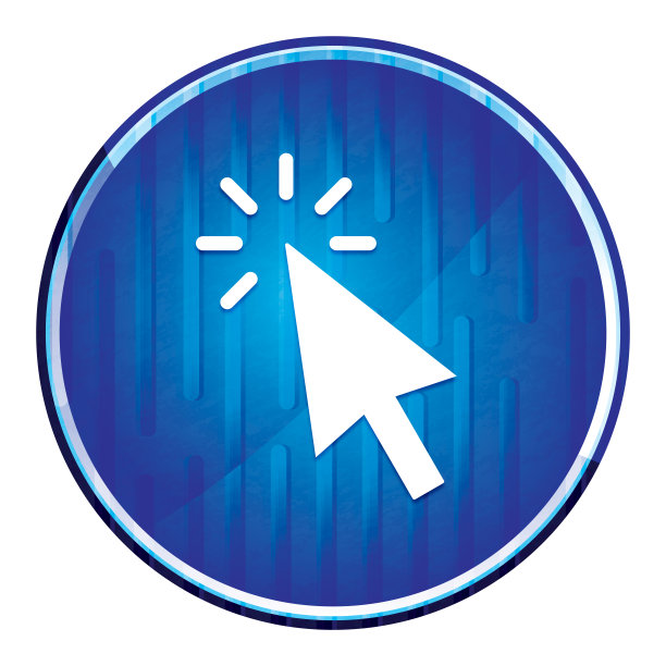 鼠标点击现代霓虹蓝色圆形按钮图标图片下载