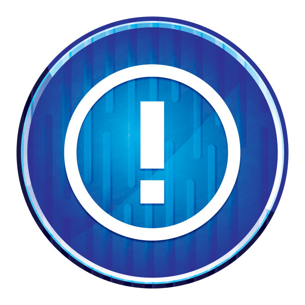 感叹号图标现代霓虹蓝色圆形按钮图片下载