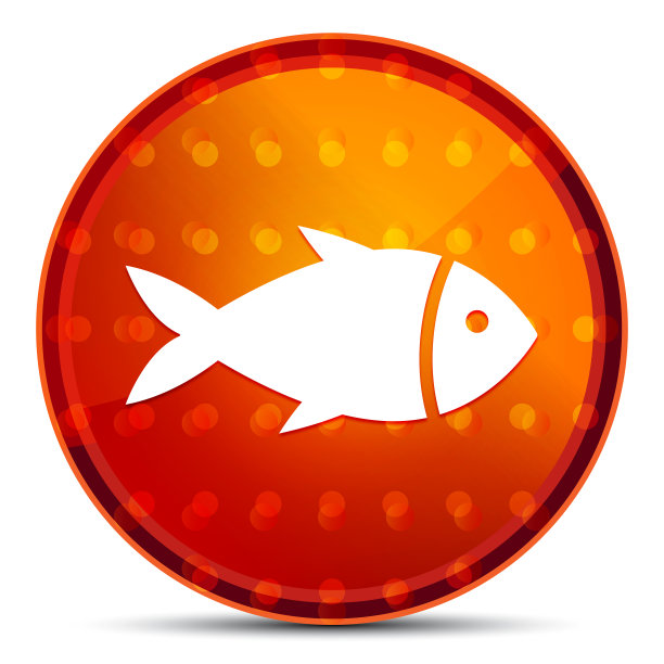 鱼图标夜间橙色圆形按钮图片下载