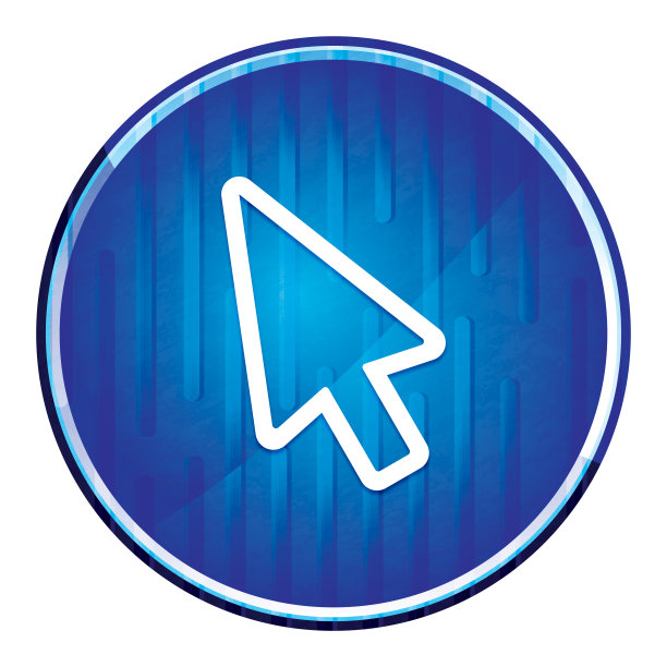 光标图标现代霓虹蓝色圆形按钮图片下载