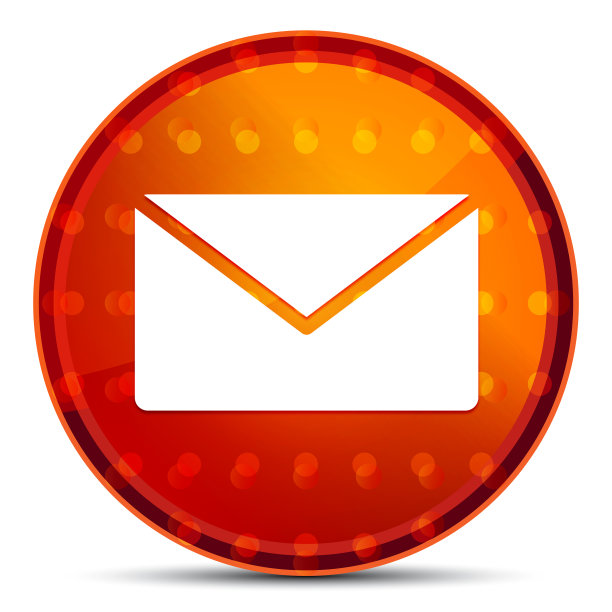 电子邮件图标夜间橙色圆形按钮图片下载