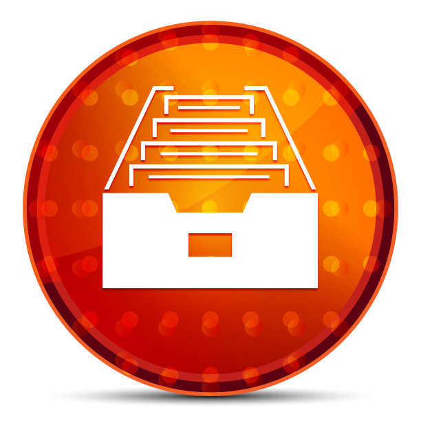 文件夹档案柜图标夜间橙色圆形按钮图片下载