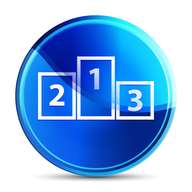 领奖台图标玻璃质感活力天蓝色圆形按钮插图图片下载