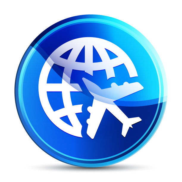 平面世界图标玻璃充满活力的天空蓝色圆形按钮插图图片下载