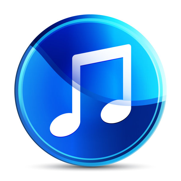 音乐笔记图标玻璃充满活力的天蓝色圆形按钮插图图片下载