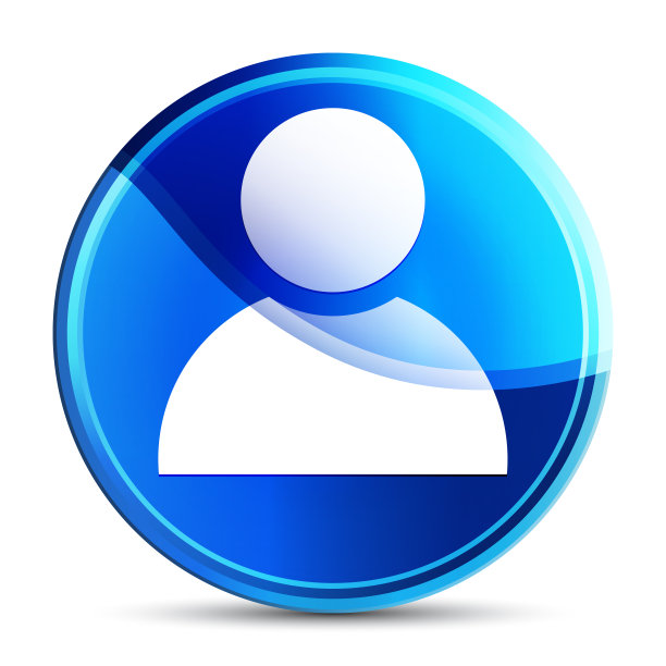 人图标玻璃充满活力的天蓝色圆形按钮插图图片下载