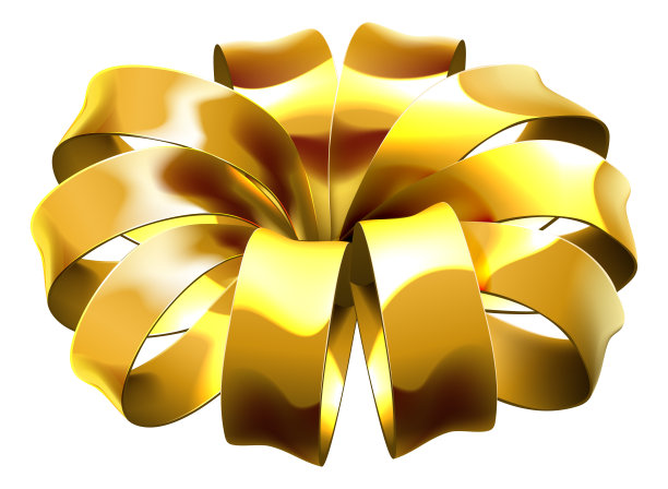 礼品缎带金色蝴蝶结包装图片下载