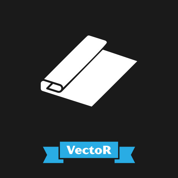 白色纺织织物卷图标孤立在黑色背景。卷，垫子，地毯，布，地毯或纸卷图标。矢量图图片下载