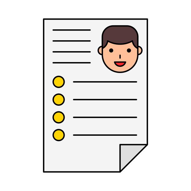 简历或个人档案矢量图，填充样式可编辑轮廓图标图片下载