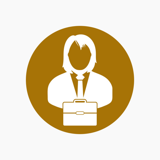 商人拿着公文包的图标。彩色按钮风格矢量EPS。图片下载