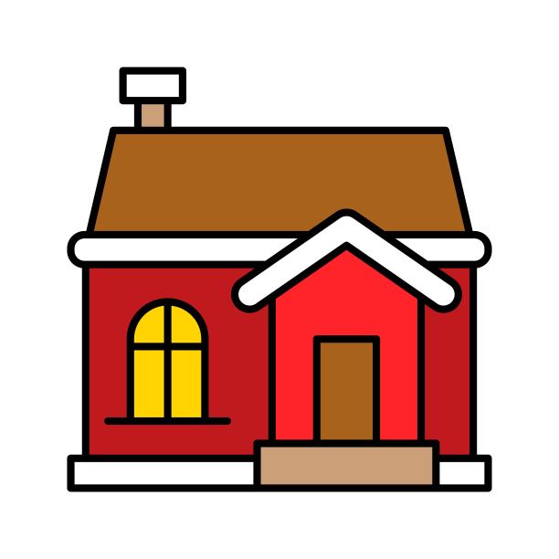 宾馆外部装饰圣诞节填充可编辑的大纲图标。图片下载