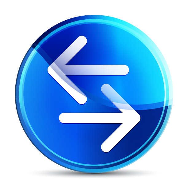 转移箭头图标玻璃充满活力的天蓝色圆形按钮插图图片下载