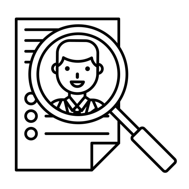 简历与放大镜矢量线条插画图片下载