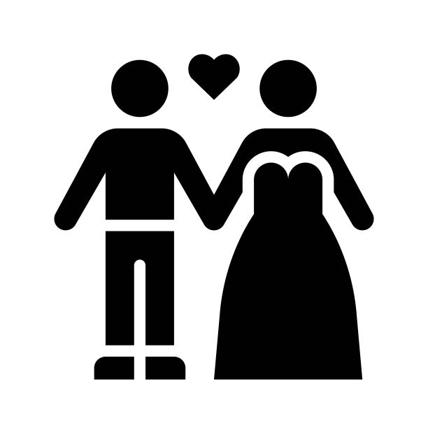 婚礼情侣矢量图，婚礼相关实心风格图标图片下载