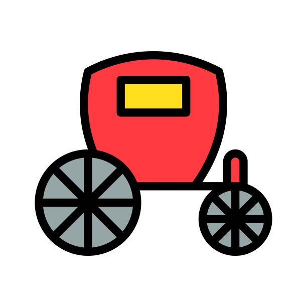 马车矢量，婚礼相关的领域风格编辑大纲图标图片下载