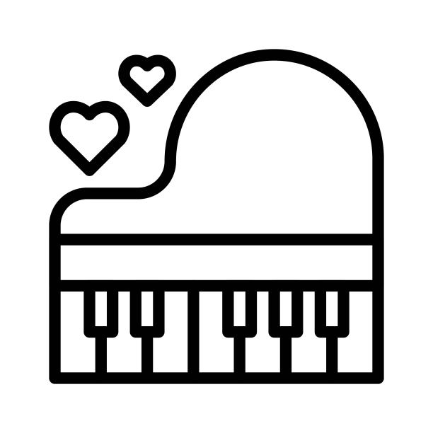 钢琴矢量，婚礼相关的线条风格图标图片下载