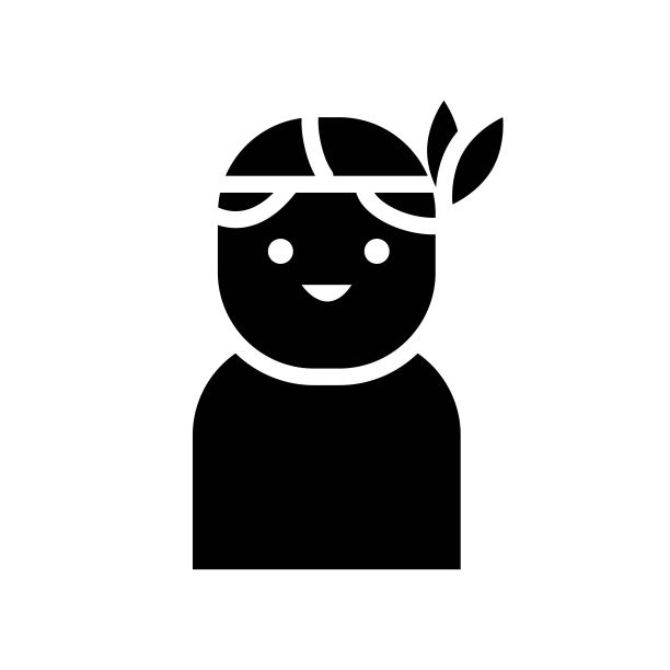 感恩节相关的设定人类的性格印第安人在固体或字形图标设计。图片下载