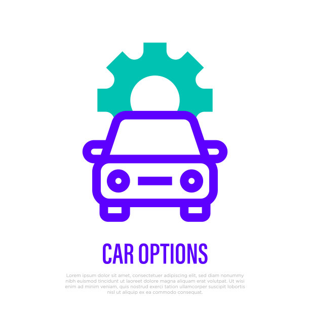 汽车选项细线图标。汽车选择的矢量插图。图片下载