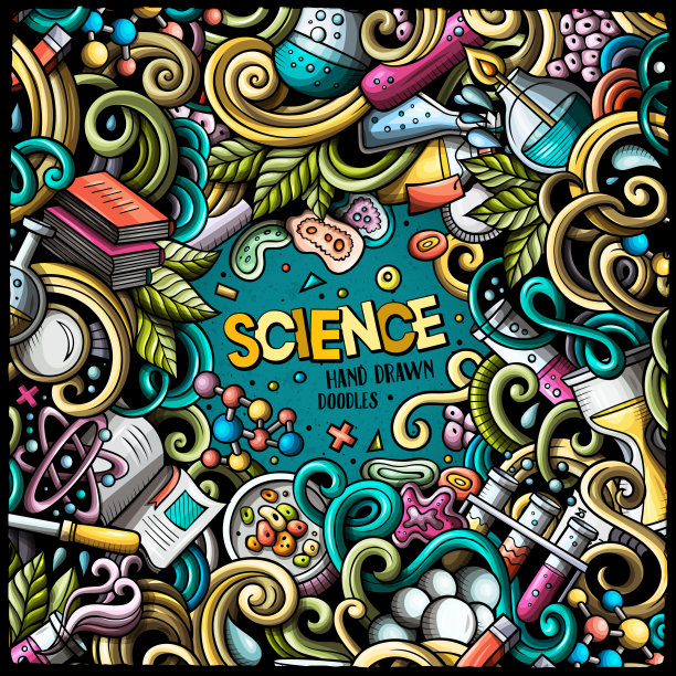 卡通可爱涂鸦手绘科学框架图片下载