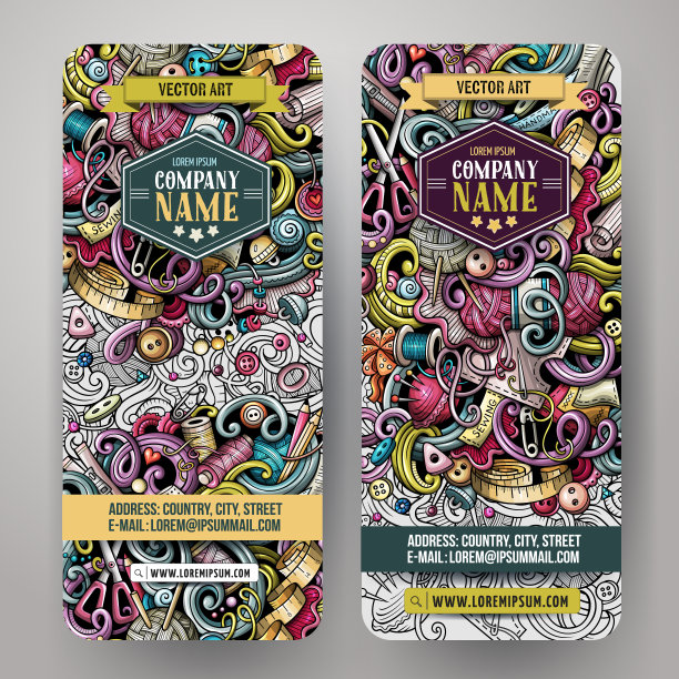 卡通彩色矢量手绘涂鸦手工2横幅横幅图片下载