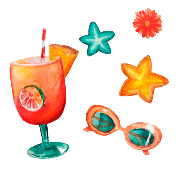 水彩手绘夏季集图片下载