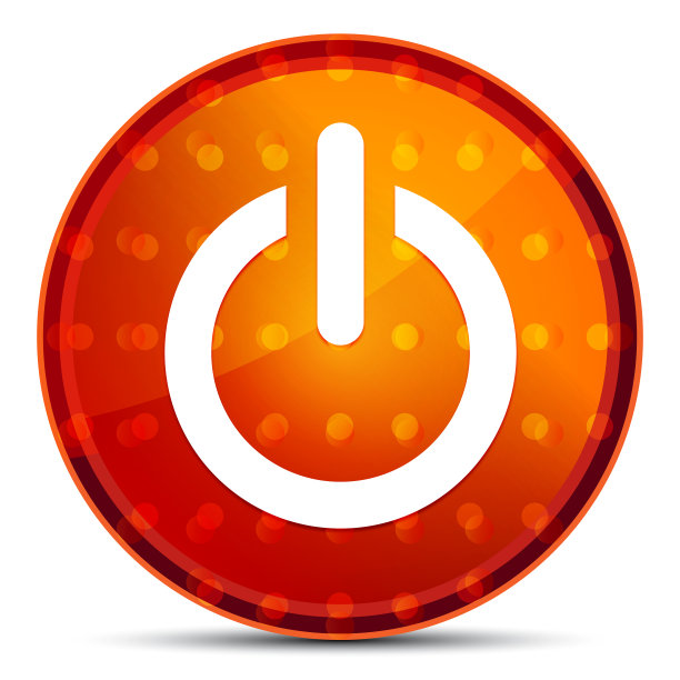 电源图标夜间橙色圆形按钮图片下载
