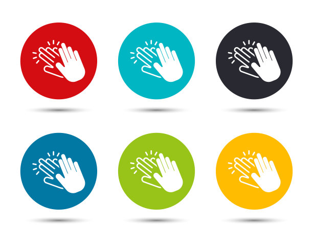 手拍图标平圆按钮集插图设计图片下载